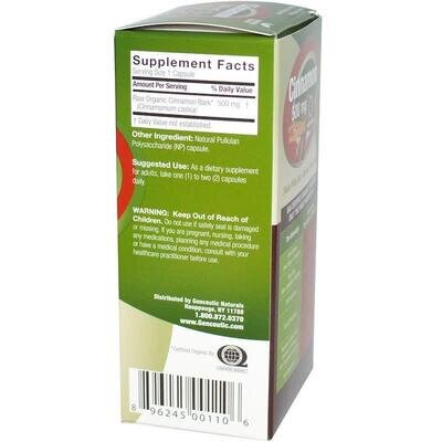 Кориця Genceutic Naturals Cinnamon 500 мг, 60 NP капсул