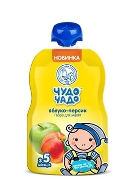 Пюре фруктове Чудо-Чадо Яблуко-персик з цукром, 90 г
