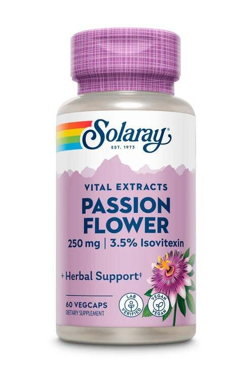 Пасифлори екстракт Solaray Passion Flower Aerial Extract 250, 60 веганських капсул