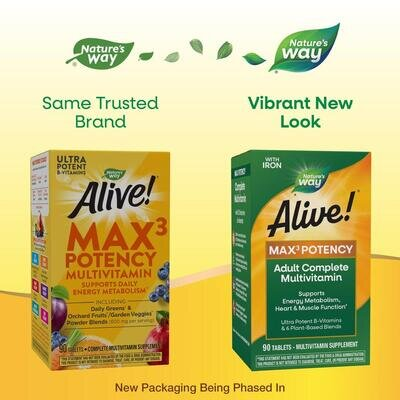 Мультивітаміни Nature's Way Alive! Max3 Potency Multivitamin With Iron, 90 таблеток