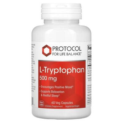 Триптофан Protocol for Life Balance L-Tryptophan 500 мг, 60 веганських капсул