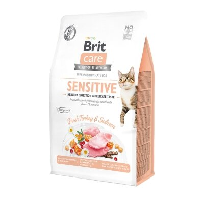 Корм сухий для вибагливих кішок Brit Care Cat GF Sensitive Digestion & Delicate Taste з індичкою і лососем, 2 кг