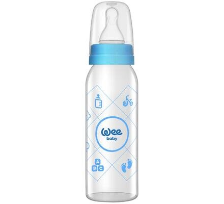 Пляшечка для годування Wee Baby Classic скляна, силіконова соска №1, 250 мл