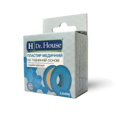 Пластир медичний Dr. House на тканинній основі 2,5 см х 500 см, котушка, 1 штука
