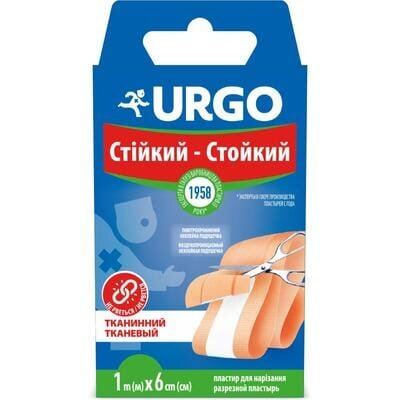Пластир медичний Urgo Стійкий на тканинній основі, стрічка 1 м х 6 см, 1 штука
