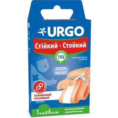 Пластир медичний Urgo Стійкий на тканинній основі, стрічка 1 м х 6 см, 1 штука