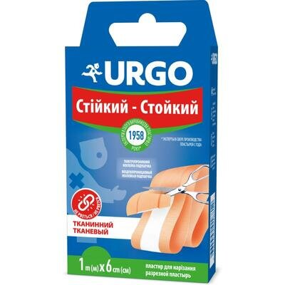 Пластир медичний Urgo Стійкий на тканинній основі, стрічка 1 м х 6 см, 1 штука