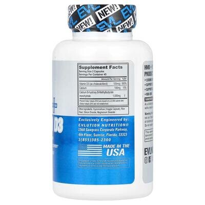 HMB і вітамін D3 EVLution Nutrition HMB + Vitamin D3, 90 рослинних капсул