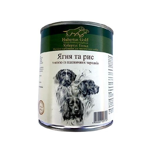 Консерва для собак Hubertus Gold Ягня і рис, з олією із зародків пшеничних зерен, 800 г
