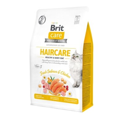 Корм сухий для кішок вимагають догляду за шкірою і шерстю Brit Care Cat GF Haircare Healthy & Shiny Coat з лососем і куркою, 2 кг