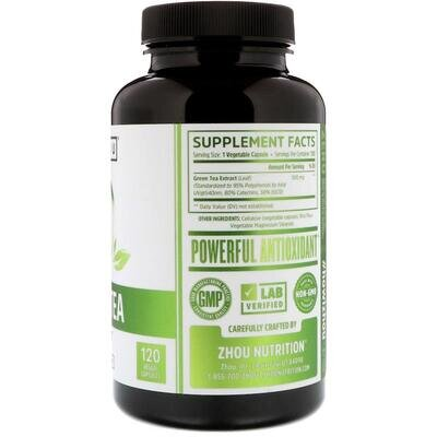 Зелений чай екстракт Zhou Nutrition Green Tea, 120 вегетаріанських капсул