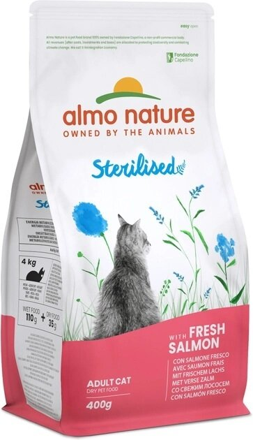 Корм сухий Almo Nature Holistic Cat для дорослих стерилізованих котів зі свіжим лососем, 400 г