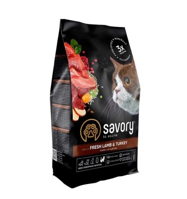 Корм сухий для котів з чутливим травленням Savory 30075 зі свіжим м’ясом ягняти та індички, 400 г