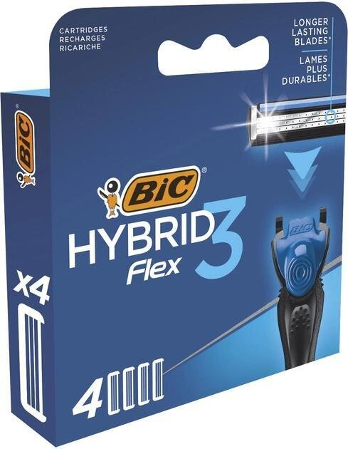 Змінні картриджі для бритви Bic Flex 3 Hybrid чоловічі, 4 шт
