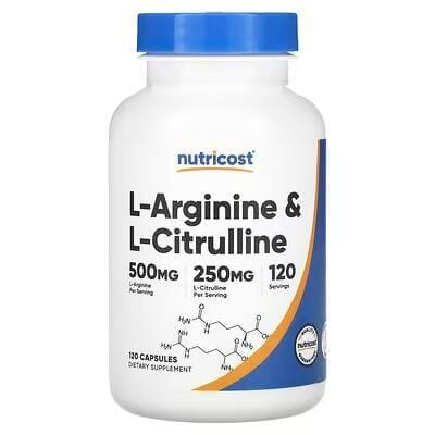 L-аргінін і L-цитрулін Nutricost L-Arginine L-Citrulline, 120 капсул