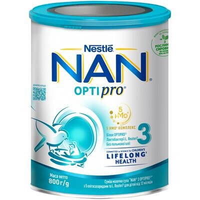 Суміш суха молочна NAN 3 Optipro для дітей з 12 місяців, 800 г