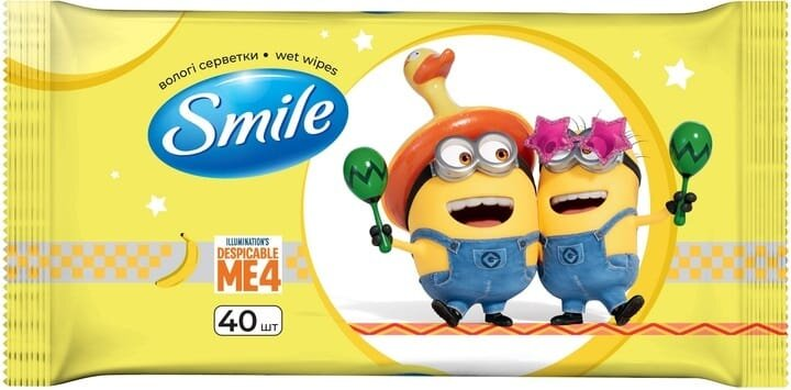 Серветки вологі Smile Ліцензійні герої Міньйони, 40 шт