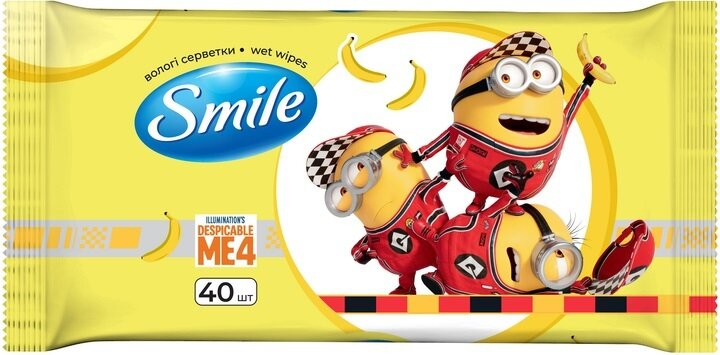 Серветки вологі Smile Ліцензійні герої Міньйони, 40 шт