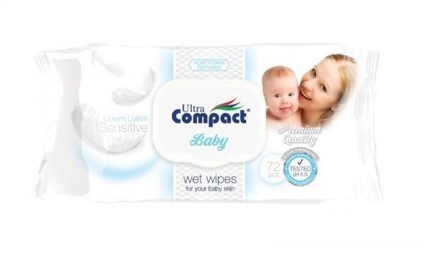 Серветки вологі Ultra Compact Baby Sensitive дитячі, з клапаном, 72 шт