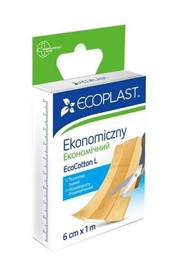 Пластир медичний Ecoplast EcoCotton L тканий економічний, 6 см x 1 м