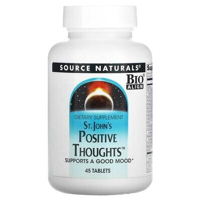 Підтримка нервової системи (звіробій) Source Naturals St. John's Positive Thoughts, 45 таблеток