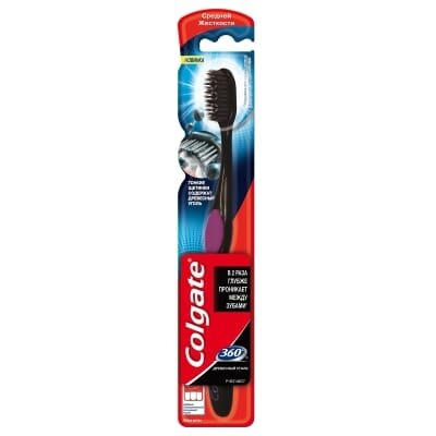 Зубна щітка Colgate 360 °, Деревне вугілля, 1 штука