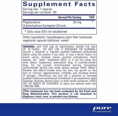 Прегненолон Pure Encapsulations Pregnenolone 30 мг, 60 капсул