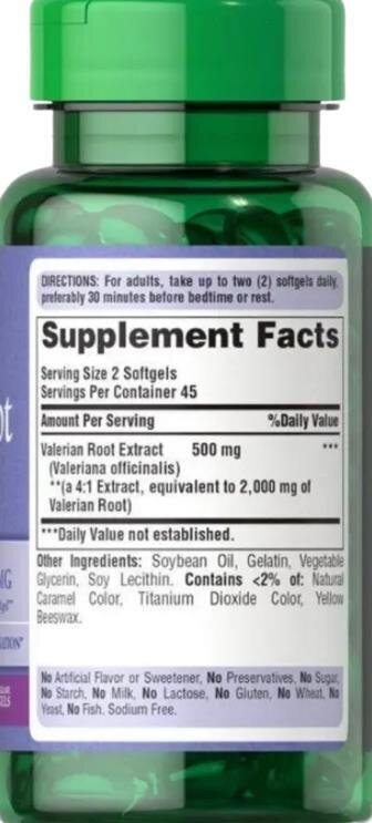 Екстракт кореня валеріани Puritan's Pride Valerian Root Extract 1000 мг, 90 капсул