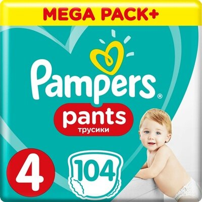 Підгузки-трусики Pampers Pants дитячі розмір 4, 9-15 кг, 104 шт