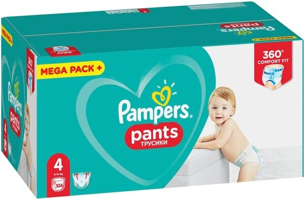 Підгузки-трусики Pampers Pants дитячі розмір 4, 9-15 кг, 104 шт