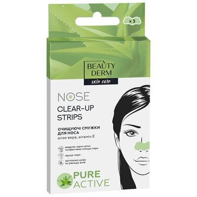 Смужки для носа Beauty Derm очищуючі з екстрактом Алое Вера, 3 шт