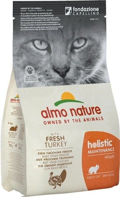 Корм сухий Almo Nature Holistic Cat для стерилізованих котів зі свіжою індичкою, 400 г