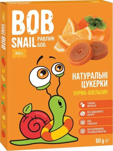 Цукерки Bob Snail Roll натуральні хурма-апельсин, 60 г