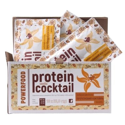 Протеїновий коктейль POWERFOOD protein cocktail, ваніль, саше по 25 г №10