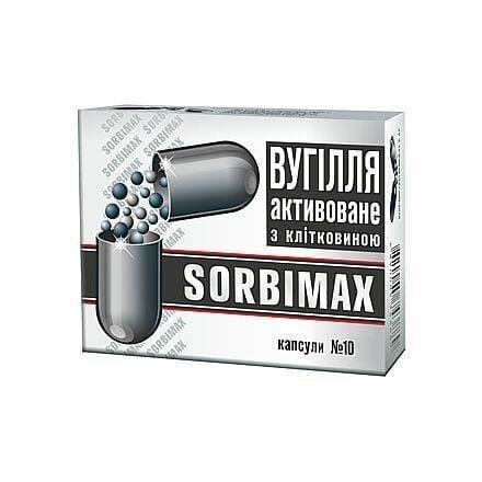Сорбімакс вугілля активоване з клітковиною капсули №10