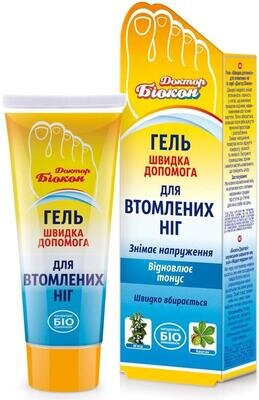 Гель Доктор Біокон Швидка допомога для втомлених ніг, 75 мл