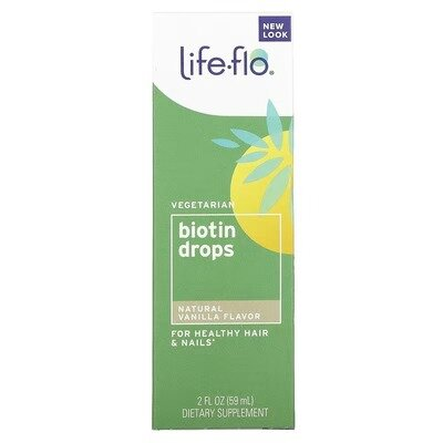 Біотин + Д3 Life Flo Biotin 10000 мкг + D3 200 МО натуральна ваніль краплі, 59 мл