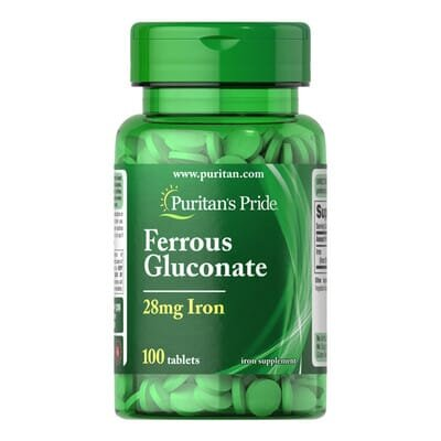 Залізо глюконат Puritan's Pride Iron Ferrous Gluconate 28 мг, 100 таблеток