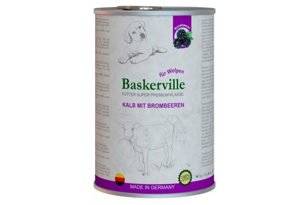 Консерва для цуценят Baskerville Super Premium з телятиною і ожиною, 800 г