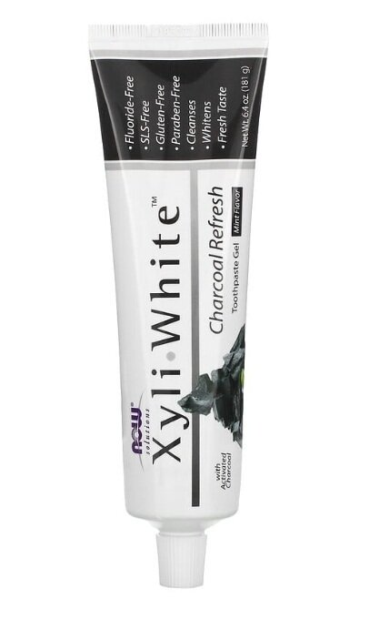 Зубна гель-паста Now Solutions Xyli White з деревним вугіллям м'ята, 181 г