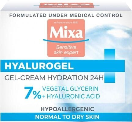 Гель-крем Mixa Hyalurogel для нормальної, зневодненої, чутливої шкіри обличчя, 50 мл