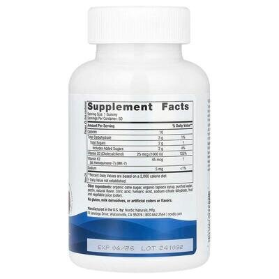 Вітамін D3+ K2 Nordic Naturals Vitamin D3+ K2 Gummies гранат, 60 жувальних пастилок