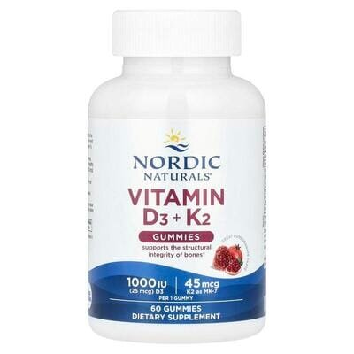 Вітамін D3+ K2 Nordic Naturals Vitamin D3+ K2 Gummies гранат, 60 жувальних пастилок