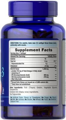 Омега-3 кошерна Puritan's Pride Kosher Omega-3 EPA DHA 742 мг, 60 капсул