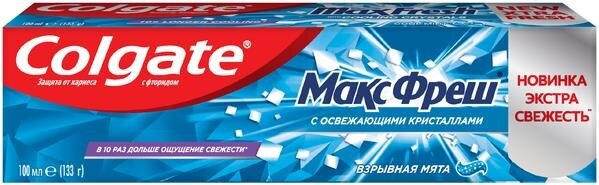 Зубна паста Colgate Макс Фреш, Вибухова м'ята, 100 мл