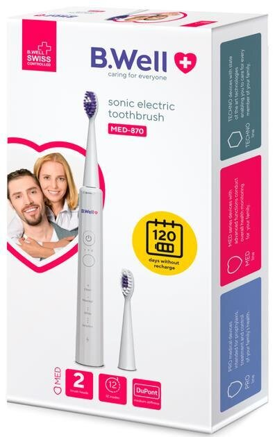 Електрична зубна щітка B.Well PRO-870 звукова, біла