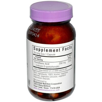 Пантотенова кислота (B5) 250 мг Bluebonnet Nutrition капсули №60