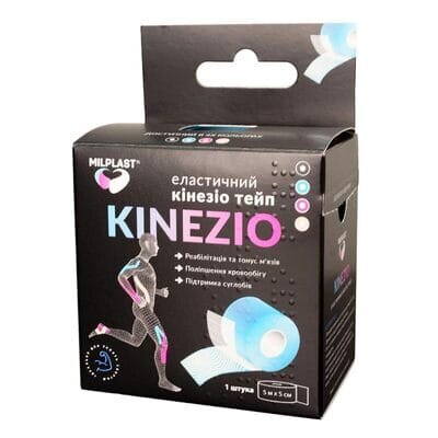 Кінезіо тейп Milplast Kinezio еластичний 5 см х 5 м, чорний