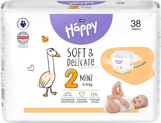 Підгузки Bella Baby Happy Mini,розмір 2, 3-6 кг, 38 шт