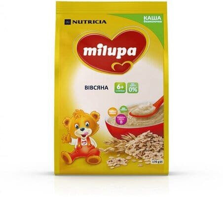 Каша безмолочна Milupa вівсяна для дітей від 6 місяців, 170 г